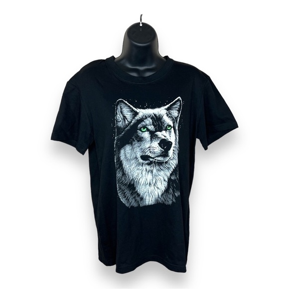 NEW Black Wolf Tee Medium Stretch NWT Cotton Graphic Tee Goth - Picture 1 of 10